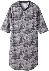 Silverts Mens Adaptive Nightgown - Open Back Cotton Hospital Sleepwear for Elderly - Nightshirt Pajama Top for Disabled Seniors - Home Care Clothing - Grey Camo 2XL