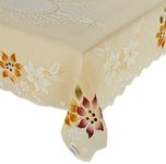 Amazon Brand - Solimo Cotton Blend Table Cover for Centre Table and 4 Seater Dining Table (Blossom, Cream)(Rectangular, pack of 1)