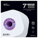 BIG FUDGE Vinyl Record Inner Sleeves 50x | Made from Heavyweight & Acid Free Paper | Album Covers with Round Corners for Easy Insert | Slim Record Jackets to Protect your LPs & Singles | 7"