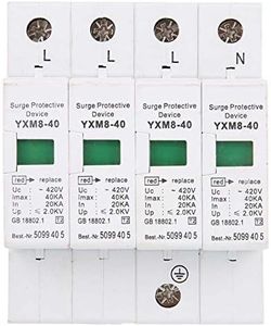 Home Surge Protector, 4P 40KA Home Surge Protection, DIN Rails, Low Voltage Arrester, Electrical System and Charging Electrical Devices, Protect for AC 420V 40KA