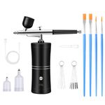 Jadeshay Airbrush Gun Kit with Air Compressor, Portable Rechargeable Nail Airbrush Machine Airbrush for Nails Spray Gun with 0.4mm Nozzle for Tattoo, Nail Art, Cake Decoration (Black)