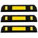 LADWA 600 mm, Pack of 3 Rubberised Car Wheel Parking Stopper for Garage Floor with Reflective Yellow Tape Curb