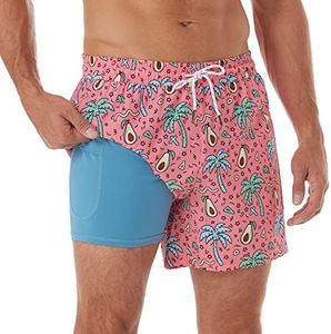 BRISIRA Mens Swim Trunks Bathing Suit 5 Inch Inseam Compression Liner Swimsuit Board Shorts Swimwear Quick Dry Zipper Pocket