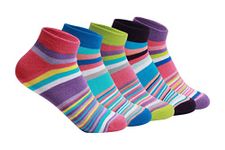 Supersox Ankle Socks For Women Made With Premium Cotton. Stylish Striped Design With Extra Softness, Ideal For Daily Casual Wear - Free Size, Multicolor (Multicolor 3, 5, Ankle Length)