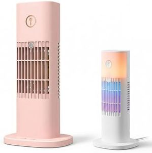 Personal Air Conditioner, Portable Evaporative Air Cooler with Cooling Mist, 3-in-1 Cooling Fan and Humidifier with 7-Color Night Light, Quiet Mini AC Unit for Bedroom Office Home Desk (Pink)