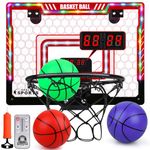 Auney Mini Basketball Hoop for Kids,Indoor Basketball Hoop for Bedroom,with 3 Balls/Led Automatic Scoring and Minute Timer/Remote Controls,Basketball Toys for 6-18 Year Old Boys Gifts