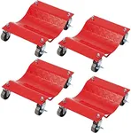 Car Dolly 4 Pack, Towallmark Wheel Car Dolly Tire Skates Premium Skates Moving Car Easy, Total 6000lbs High Load Bearing, Antiskid Plate Design, All-Direction Rotatable Wheel, 12’’x16’’, Red