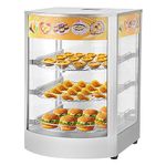 RemixOri Commercial Food Warmer Countertop, 800W Pizza Food Warmer Display Case, 3-Tier Electric Food Warming Cabinet w/Detachable Wire Trays, Pastry Display Case for Cafe Buffet Restaurant