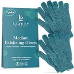 Exfoliating Bath Gloves for Shower - (2 Pairs, 4 Gloves) Medium Exfoliation, Body Scrub Shower Scrubber, Shower Exfoliating Gloves for Women & Men, Loofah Shower Glove