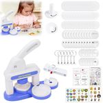 Yallmie Badge Machine Kids, Pin Maker Machine DIY Badge Making Machine, Badge Press Machine Round Button Badge Maker, Badge Pressing Machine with 36Pcs Button Parts and Cute Stickers (C Type)