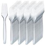 300 Clear Plastic Forks | Heavy Duty Plastic Utensils | Disposable Forks | Fancy Plastic Cutlery | Clear Plastic Silverware Bulk | Nice Disposable Flatware