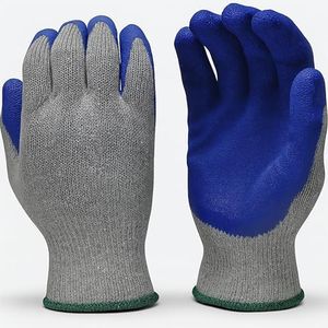 G & F 1511L-10 Rubber Latex Coated Work Gloves for Construction, Blue, Crinkle Pattern, Men's Large (120 Pairs)