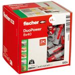 fischer Wallplug, Red/Grey, 8 mm