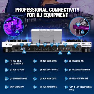 Denon DJ PRIME 4+ White DJ Controller – 4-Deck Standalone Mixer
