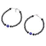 Black Silver Exclusive 925 Sterling Silver Blue Evil Eye Nazariya Bracelet With Black Beads For Baby Girls & Baby Boys