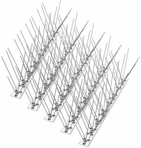 garden mile Set of 4x Wall & Fence Spikes Outdoor Garden Bird Intruder Repellent Shed Security Weather Resistant Pest Control Effective Humane Stainless Steel Easy Install Deterrent 132cm Total Length