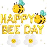 JeVenis Happy Bee Day Decoration Happy 1st Bee Day Balloon Backdrop Bumble Bee First Birthday Decoration Bumble Bee Baby Shower Mommy to Bee Decoration