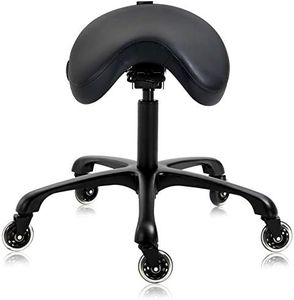 DR.LOMILOMI Premium Multifunctional Ergonomic Saddle Hygienic Clinic Spa Massage Rolling Swivel Stool Chair 507 (Standard, Black)