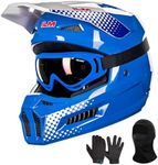 ILM Youth Dirt Bike Helmets Kids ATV Helmet Motorcross BMX Off Road Motorbike with Goggles Gloves Mask DOT Model MT601Y (Popart Blue, Youth-Large)