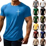 Men's T-Shirt Jesus Cross - Christ God Church Christian Faith Christianity Men's Summer Leisure Print T-Shirt Blouse Round Neck Tops T Shirt Muscle Shirt Bodybuilding, Green 132, XXXXX-Large