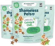 SHAMELESS PETS Catnip Treats - Crunchy Cat Calming Treats with Digestive Support, Sustainable Upcycled Natural Ingredients & Real Chicken, Low Calorie Healthy Feline Food - Catnip N Chill, 3-Pk