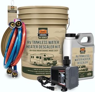 Chromex RV Tankless Water Heater Flushing Kit - Portable Maintenance System with 3.5 Gallon Bucket, 1/6 HP Pump, 2 Hoses & 1 Quart Descaler