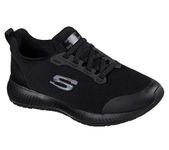 Skechers Women's Squad Sr Work Shoes, Black Black Flat Knit Blk, 6 UK