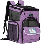 PetAmi Pet Carrier Backpack for Small Cats, Dogs, Puppies | Ventilated Structured Frame, 4 Way Entry, Safety and Soft Cushion Back Support | Collapsible for Travel, Hiking, Outdoor (Purple)