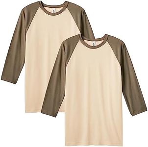 American Apparel Lot de 2 t-shirts unisexe CVC raglan, style G2003CVC, Heather Bone/Heather Army (lot de 2), L
