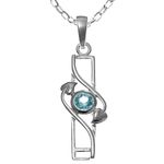 Alexander Castle 925 Sterling Silver & Blue Topaz Charles Rennie Mackintosh Necklace for Women Teens Girls with 18" Silver Chain & Jewellery Gift Box - 28mm x 12mm