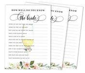 Inkdotpot 50-Pack Floral Brunch & Bubbly How Well Do You Know The Bride Bridal Shower Bachelorette Party Game Who Know The Bride Best Activity Cards