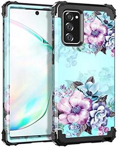 Rancase Compatible with Galaxy Note 20 Case,Three Layer Heavy Duty Shockproof Protection Hard Plastic Bumper +Soft Silicone Rubber Protective Case for Samsung Galaxy Note 20,Blue Flower