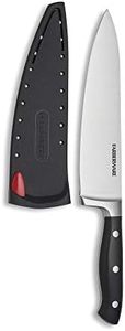 Farberware Edgekeeper 8-Inch Forged Triple Riveted Chef Knife with Self-Sharpening Blade Cover, High Carbon-Stainless Steel Kitchen Knife with Ergonomic Handle, Razor-Sharp Knife, Black