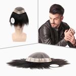 Artello® PREMIUM MONO Smart Hair Patch for Men, Smooth Hair Wig in 100% Natural Human Hair, Easy Fit with Tape, Glue or Clips, 3D Premium Base (Colour: Natural Black) (8x6)