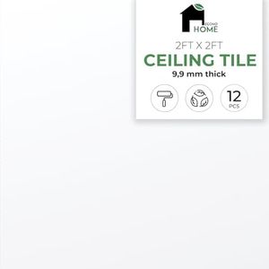 EconoHome 12-Pack Calcium Silicate Ceiling Tiles – Aerolite Ceiling Tiles 24x24, Waterproof, Non-Combustible, Non-Cementitious, Densified Edges – Durable, Thermal Insulation & Sound Absorption