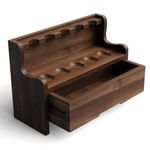 kkp Wooden Tobacco Pipe Stand for 5 & 6 Smoking Pipes with Drawer Handmade From Black Walnut, Pipe Stands for Smoking Pipes