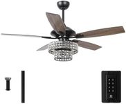 Parrot Uncle Ceiling Fans with Lights and Remote 52 Inch Black Ceiling Fan with Light for Bedroom Chandelier Outdoor Ceiling Fans for Covered Patios