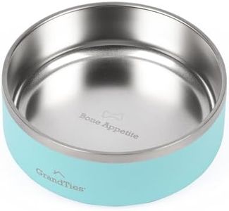 GrandTies Stainless Steel Engraved Pet Bowl | Reusable BPA-Free Insulated Pet Bowls | Large Heavy Duty Non Skid Spill Proof Dog Bowl | Outdoor Water Bowl (24oz, Powder Green)