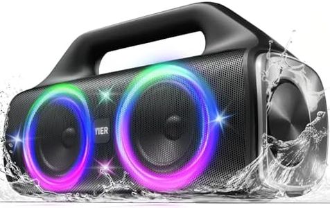 YIER Portable Bluetooth Speakers, 80W Peak Wireless Outdoor Speaker with Subwoofer, Deep Bass, IP67 Waterproof, 100dB Loud Party Speakers for Camping, Beach, Garage