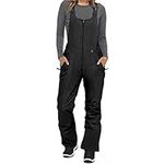 Nokiwiqis Women's Winter Bib Ski Overalls Sleeveless Adjustable Shoulder Strap Jumpsuit Outdoor Sports Waterproof Snow Pants (Black, M)