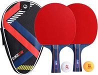 Table Tennis Ping Pong Professional Racket Paddle Set, 3 Star Balls and Organizing Carry Case by Cl Star