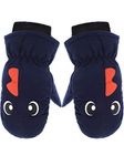 Snow Mittens Winter Ski Mittens Waterproof Warm Cotton-lined Gloves for Kids (Dark Blue, 3-6 Years)