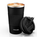 Aolieh Travel Mug, Insulated Coffee Cup,Double Walled Travel Mug Vacuum Insulation Stainless Steel with Leakproof Lid Eco-Friendly Reusable Cup for Coffee,Tea and Beer(510ML,Black)