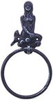 Hampton Nautical Rustic Dark Blue Cast Iron Mermaid Towel Holder 8.5" - Cast Iron Decoration - Antique Vintage Cast Iron