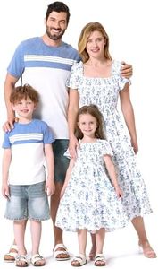PATPAT Matching Family Vacation Outfits Matching Shirts for Family Casual Short Sleeve Round Neck Colorblock T Shirt Dad and Son Matching Blue Shirts Beach Vacation Shirts for Toddler Boy 4t 5t