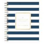 Blue Sky Day Designer for 2022 Daily & Monthly Planner, 8' x 10', Frosted Flexible Cover, Wirebound, Navy Stripe (103622-22)