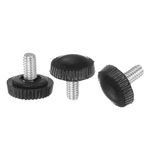 uxcell 20pcs M4 x 8mm Metric Male Thread Knurled Knobs, Thumb Screw Clamping Knobs Grip Plastic Handle Hand Knobs with Threaded Stud, Black