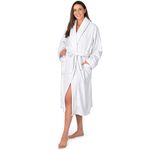 PAVILIA Robes For Women, Fleece Soft Fluffy Bathrobe, Plush Cozy Long Spa Robe, White, Small-Medium