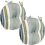 Sunnydaze 15-Inch Diameter Polyester Outdoor Bistro Seat Cushions - Set of 2 - Earth Tone Stripes