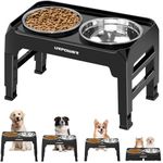 URPOWER Elevated Dog Bowls 4 Height Adjustable Raised Dog Bowl with No Spill Edge 2 Thick 50oz Stainless Steel Dog Food & Water Bowl Non-Slip Dog Bowl Stand for Small Medium Large Dogs and Pets